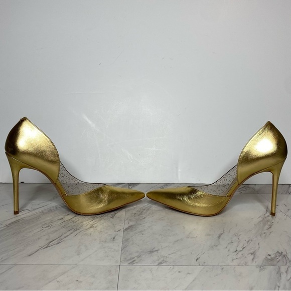 New! Schutz Cendi Gold Pointed Toe Pump 10B - Picture 5 of 15